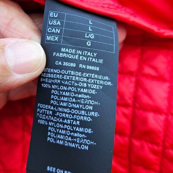 Paul & Shark Men’s Red Quilted Nylon Jacket L Lightweight Zip Front Italy NWT - Picture 8 of 14